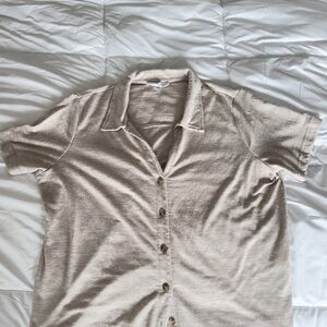 Soft Knit Beige Collared Shirt